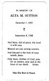 Alta M Sutton Funeral Card Alta M Sutton Funeral Card